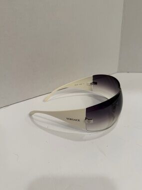 Versace VE 2054 10008G Silver Plastic Shield Sunglasses Grey Gradient Lens